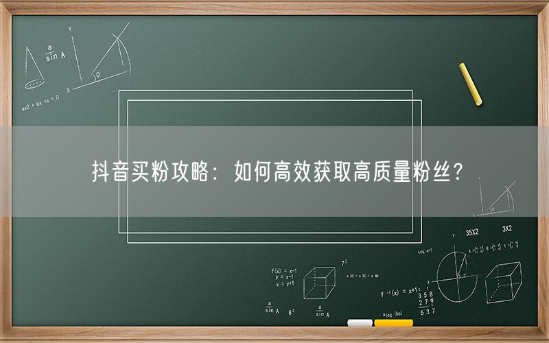 抖音买粉攻略：如何高效获取高质量粉丝？